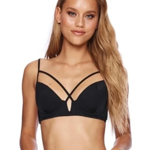 Beach Bunny Dylan Black underwire bikini top large nwt - Picture 4 of 6